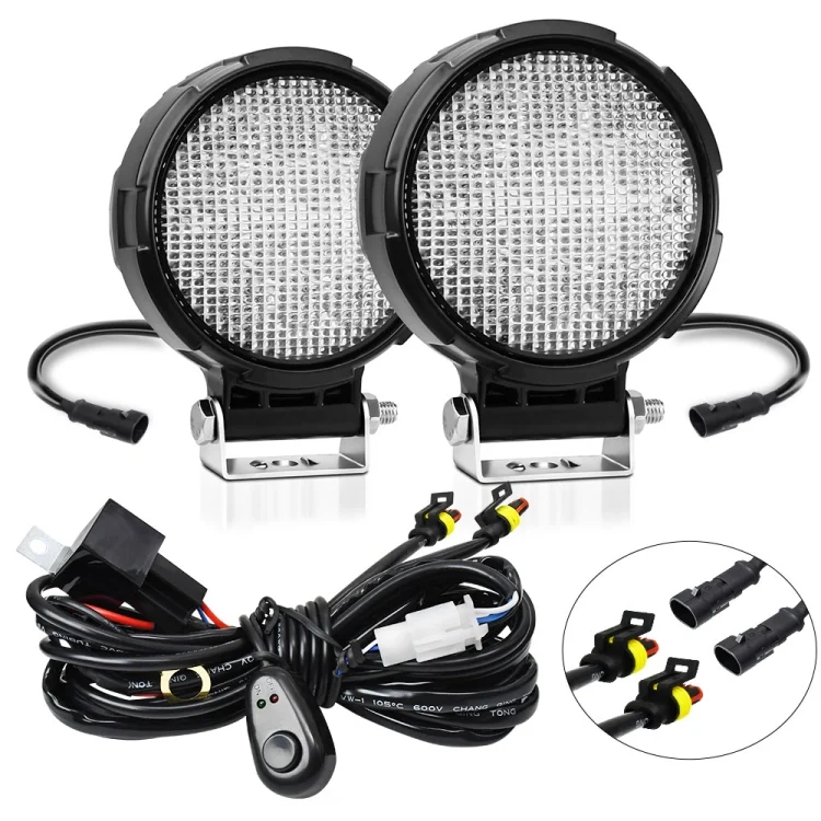 14W 9-30V Floodlight Mixed Luminous 4 Inch Round Work Light With Wire Set