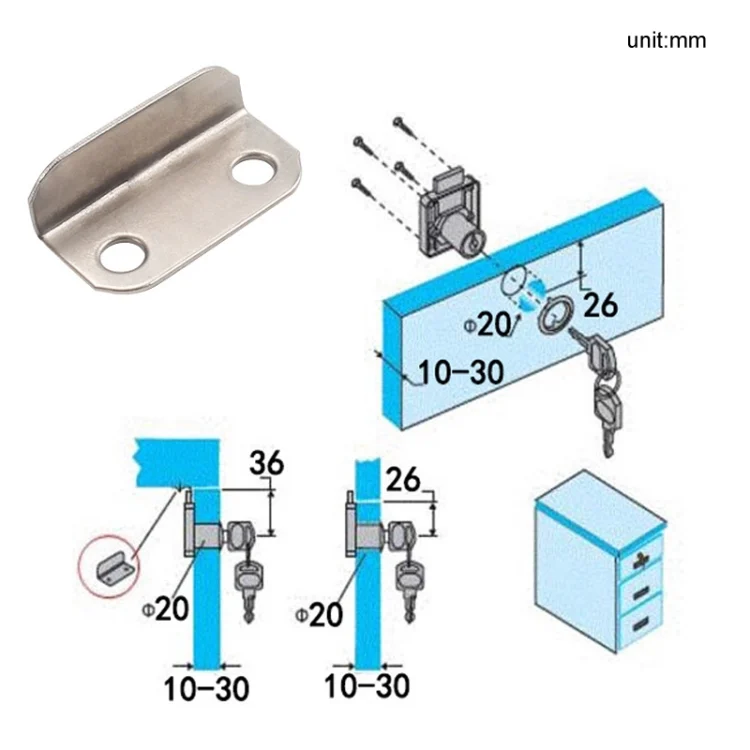 TBD06051516_B4.webp 10pcs Lock Accessories L-Shaped Right Angle Office Drawer Lock Plate Furniture Parts Door Stopper - Image 5