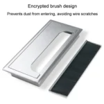 ABS Table Rectangle Wire Hole Cover Outlet Port With Brush PC Desk Cable Organizer - Image 6