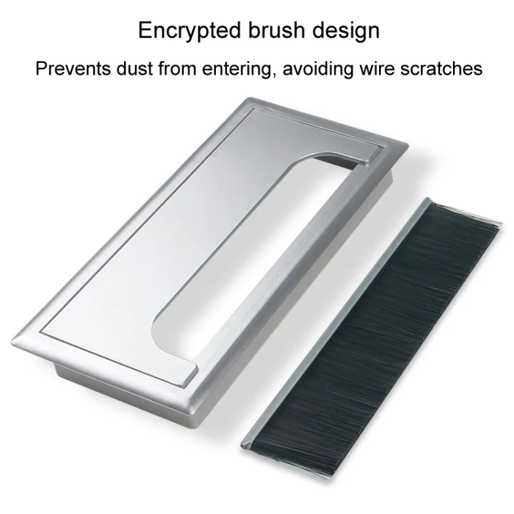 TBD06051519_B5.webp ABS Table Rectangle Wire Hole Cover Outlet Port With Brush PC Desk Cable Organizer - Image 6