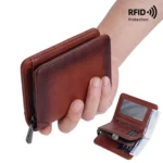 Baellerry DR113 RFID Anti-Theft Retro Multi-Card Slot Tri-Fold Short Wallet - Image 8