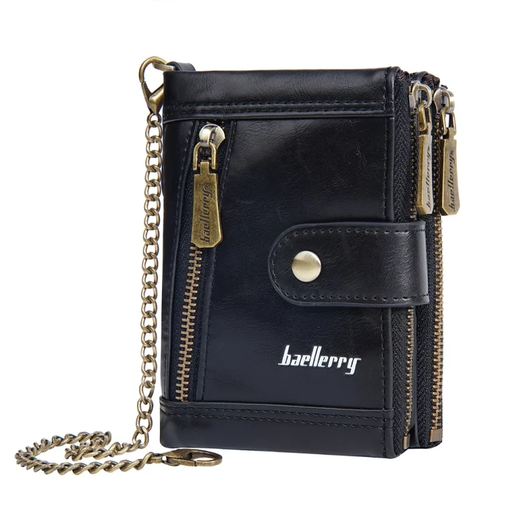 Baellerry D3261 Retro Multi-card Slot Double-zipper Short Wallet Coin Purse
