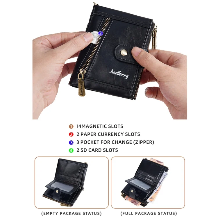 TBD06051589_B4.webp Baellerry D3261 Retro Multi-card Slot Double-zipper Short Wallet Coin Purse - Image 5