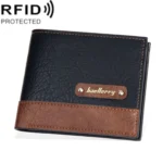 Baellerry DR112 RFID Anti-theft Splicing Horizontal Thin Zipper Wallet Card Holder