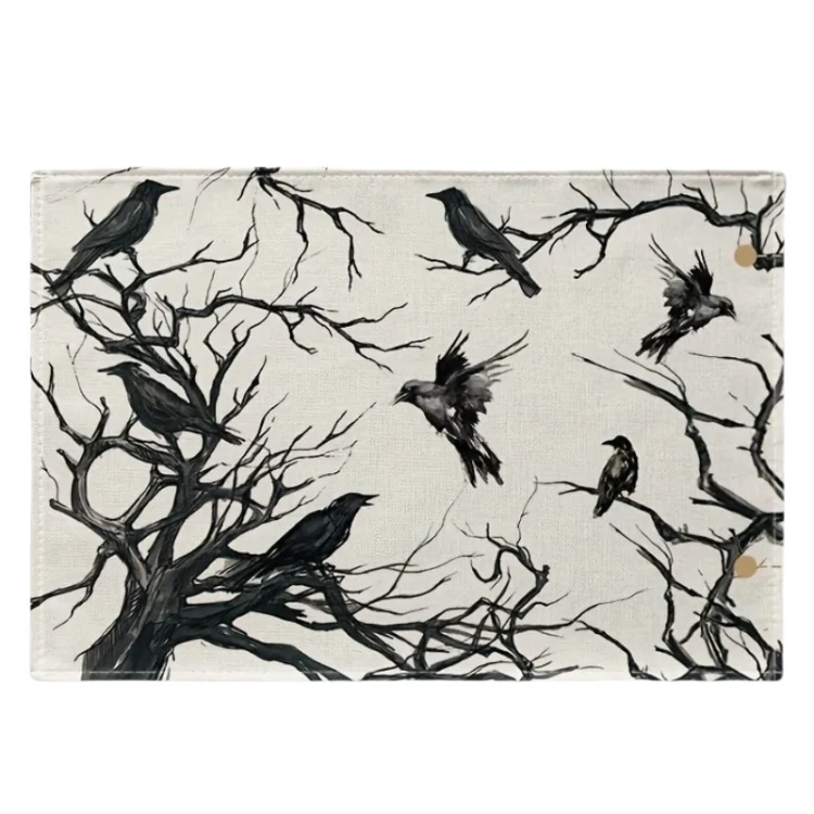 Halloween Black Crow Placemat Restaurant Decoration Insulation Pad