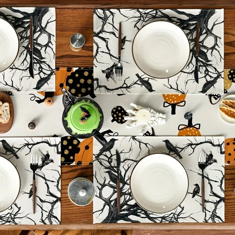 TBD06051639_B3.webp Halloween Black Crow Placemat Restaurant Decoration Insulation Pad - Image 4