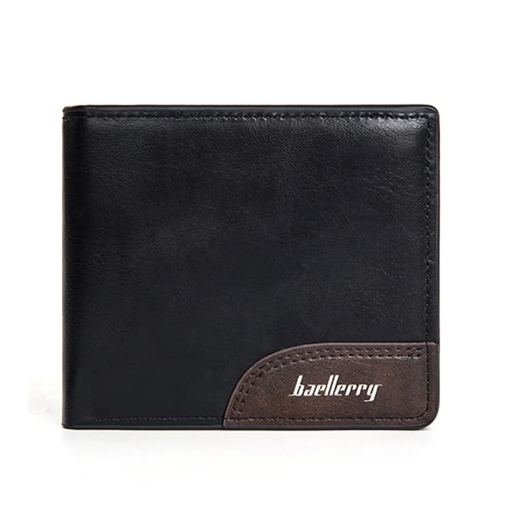 Baellerry D2405 Retro Two-fold Men Short Zipper Wallet Card Holder