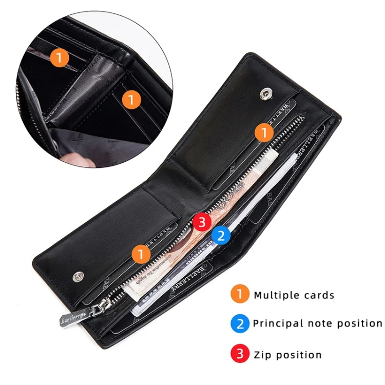 TBD06051641_B3.webp Baellerry D2405 Retro Two-fold Men Short Zipper Wallet Card Holder - Image 4
