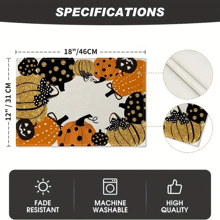 TBD06051645_B1.webp Halloween Cartoon Linen Placemat Kitchen Restaurant Decorative Insulation Pad - Image 2