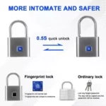 Smart Fingerprint Rechargeable Padlock Waterproof Morse Code Emergency Unlocking - Image 3