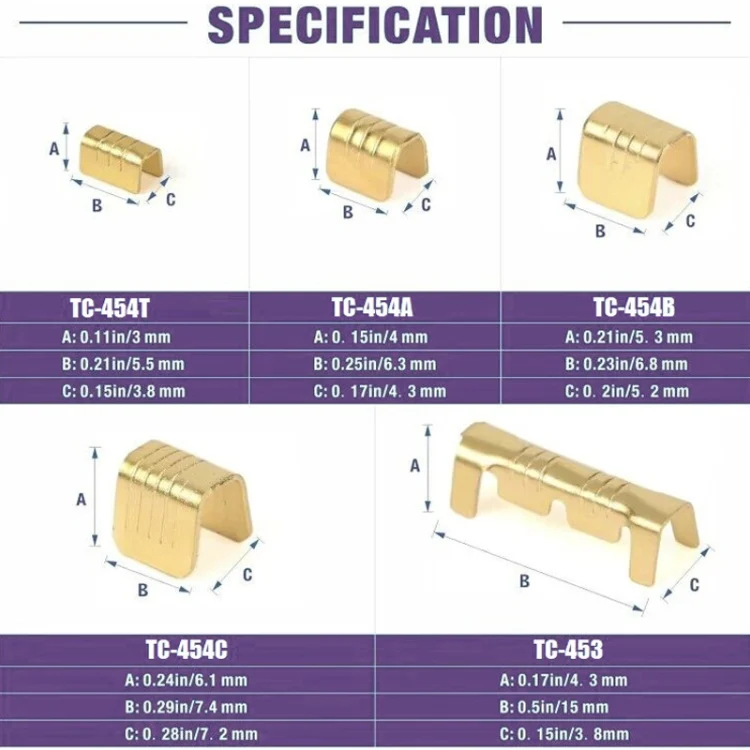 TBD06051802_1.webp 500pcs /Box 5 Specifications Of Gold Brass Quick Crimping Buckle U-Shaped Parallel Terminal Set - Image 2