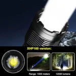 XHP160 Telescopic Zoom Searchlight Double-head Portable Outdoor Patrol LED Digital Flashlight - Image 11