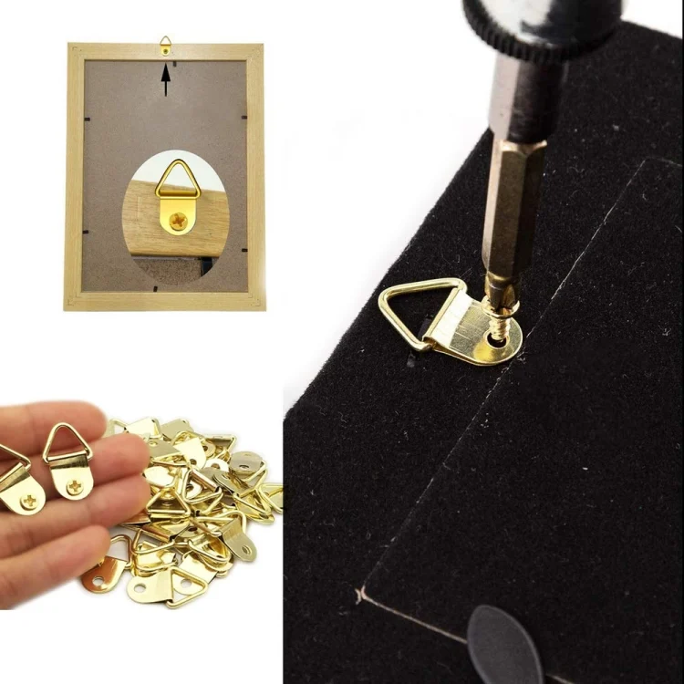 50pcs /Pack Photo Frame Hooks Hangers Triangle Single Hole Picture Hooks with Screws
