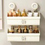 Suction Cup Wall Mounted Bathroom Shelf Drainage Detachable Storage Rack Hanging Basket - Image 2