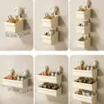 Suction Cup Wall Mounted Bathroom Shelf Drainage Detachable Storage Rack Hanging Basket - Image 3