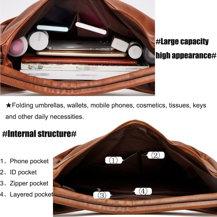 TBD06052155_B4.webp Women Large Capacity Tote Bag PU Leather Shoulder Bag - Image 5