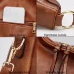 Women Large Capacity Tote Bag PU Leather Shoulder Bag - Image 6