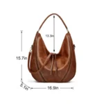 Women Large Capacity Tote Bag PU Leather Shoulder Bag - Image 7