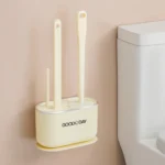 3 In 1 No Punch Wall Mounted Toilet Brush Household TPR Bristles Bathroom Cleaning Brush With Base