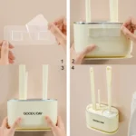 3 In 1 No Punch Wall Mounted Toilet Brush Household TPR Bristles Bathroom Cleaning Brush With Base - Image 12