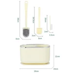 3 In 1 No Punch Wall Mounted Toilet Brush Household TPR Bristles Bathroom Cleaning Brush With Base - Image 3