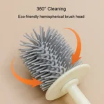 3 In 1 No Punch Wall Mounted Toilet Brush Household TPR Bristles Bathroom Cleaning Brush With Base - Image 8