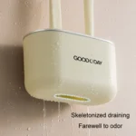 3 In 1 No Punch Wall Mounted Toilet Brush Household TPR Bristles Bathroom Cleaning Brush With Base - Image 9