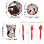 10pcs Halloween Disposable Blood Handprint Tableware Horror Party Decoration - Image 3