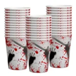 10pcs Halloween Disposable Blood Handprint Tableware Horror Party Decoration - Image 5