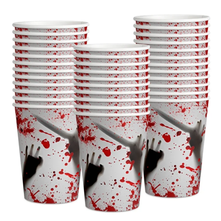 TBD06052190_B4.webp 10pcs Halloween Disposable Blood Handprint Tableware Horror Party Decoration - Image 5