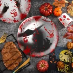 10pcs Halloween Disposable Blood Handprint Tableware Horror Party Decoration - Image 6