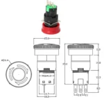 16mm Mounting Hole Emergency Stop Switch Mushroom Type Self-Locking Pushbutton Switches - Image 3