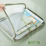 A4 Clear File Bag Student Books Stationery Storage Bag Thickened Mesh Zipper Pouch - Image 6