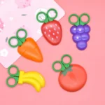 2pcs /Pack Cute Vegetable And Fruit Shape Children Paper Cutting Round Head Scissors - Image 2