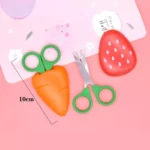 2pcs /Pack Cute Vegetable And Fruit Shape Children Paper Cutting Round Head Scissors - Image 3