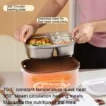 Electric Lunch Box Stainless Steel Lining Plug-in Heating Bento Box - Image 3