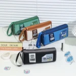 Retro Triangle Design Double-layer Handheld Pencil Case Student Stationery Bag - Image 6