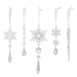 Christmas Acrylic Clear Pendant Snowflake Icicle Crystal Ornaments Xmas Tree Hanging Decoration