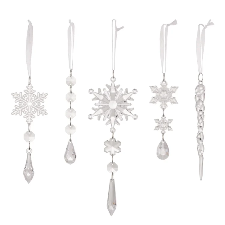 TBD0605234301.webp Christmas Acrylic Clear Pendant Snowflake Icicle Crystal Ornaments Xmas Tree Hanging Decoration - Image 1