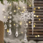 Christmas Acrylic Clear Pendant Snowflake Icicle Crystal Ornaments Xmas Tree Hanging Decoration - Image 2