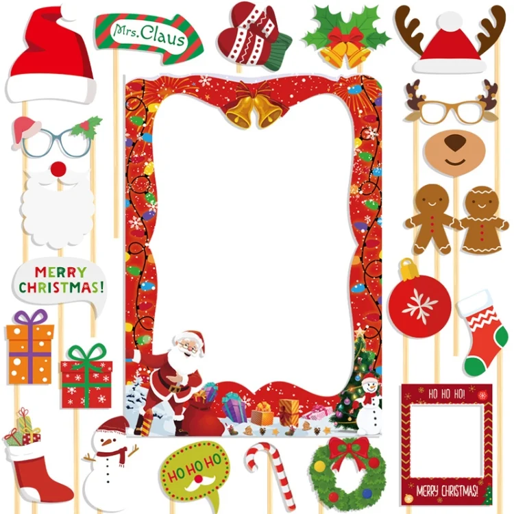 TBD0605239101.webp Christmas Party Decoration Children Adults Quirky Photo Frame Handheld Photo Props - Image 1