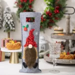 Christmas Cartoon Wine Bottle Cover Holiday Party Decoration Gift Bag