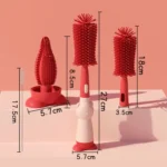 Portable 3 In 1 Food Grade Silicone Bottle Brush Set Multipurpose Baby Bottle Straw Cleaner Brush - Image 3