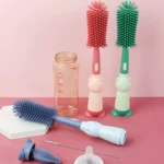 Portable 3 In 1 Food Grade Silicone Bottle Brush Set Multipurpose Baby Bottle Straw Cleaner Brush - Image 4