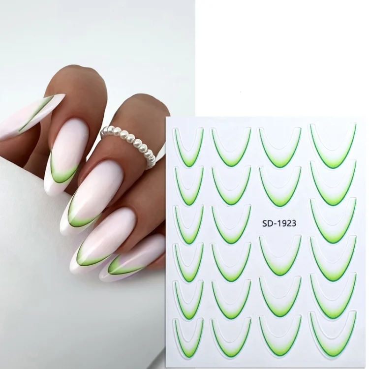TBD0605262601.webp Line Nail Art Stickers Self-Adhesive Gradient Color French Manicure Stickers DIY Nail Tips Decals - Image 1