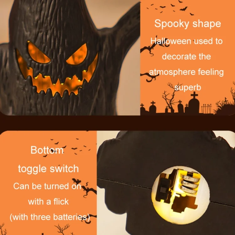 TBD06052653_4.webp Halloween Ghost Face Tree Stump Lantern LED Candle Lights Decoration Holiday Ambience Ornament - Image 5