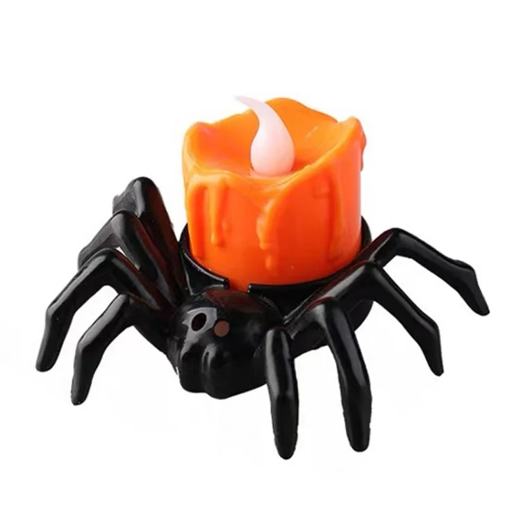 LED Halloween Spider Candle Light Electronic Ambient Decorative Night Lamp Desktop Ornament