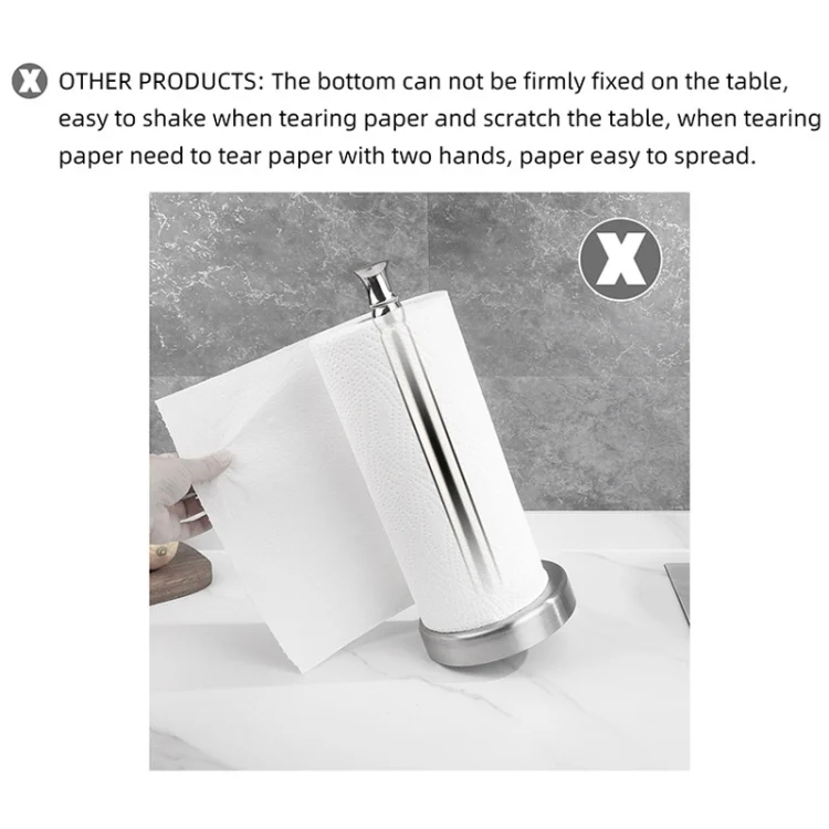 TBD06052674_B2.webp Household Stainless Steel Vertical Paper Towel Holder With Damping Dining Table Kitchen No Punch Paper Roll Holder - Image 3