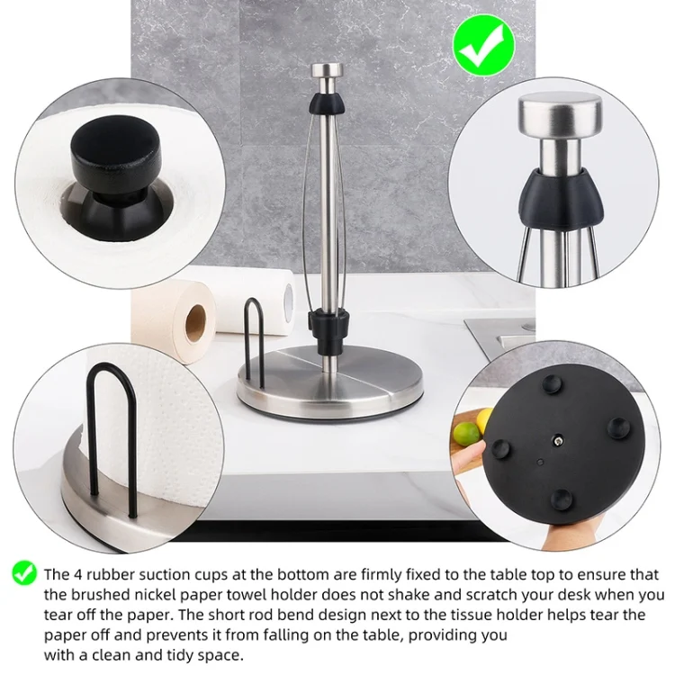 TBD06052674_B3.webp Household Stainless Steel Vertical Paper Towel Holder With Damping Dining Table Kitchen No Punch Paper Roll Holder - Image 4
