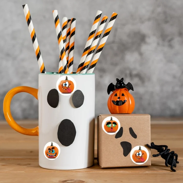 TBD06052678_B5.webp 25mm Halloween Party Favors Label Stickers DIY Decorative Labels Cute Smile Pumpkin Seal Stickers - Image 6